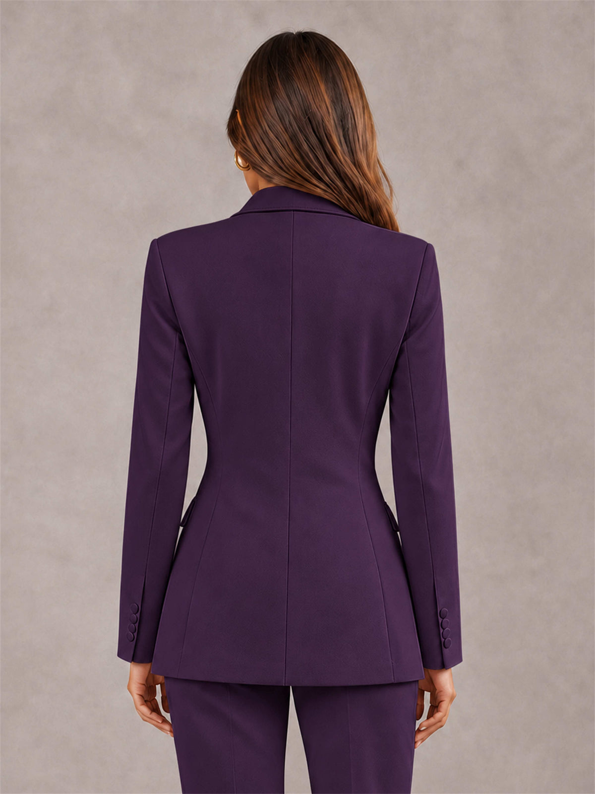 Dark Purple Notch Lapel Double Breasted Women's Blazer