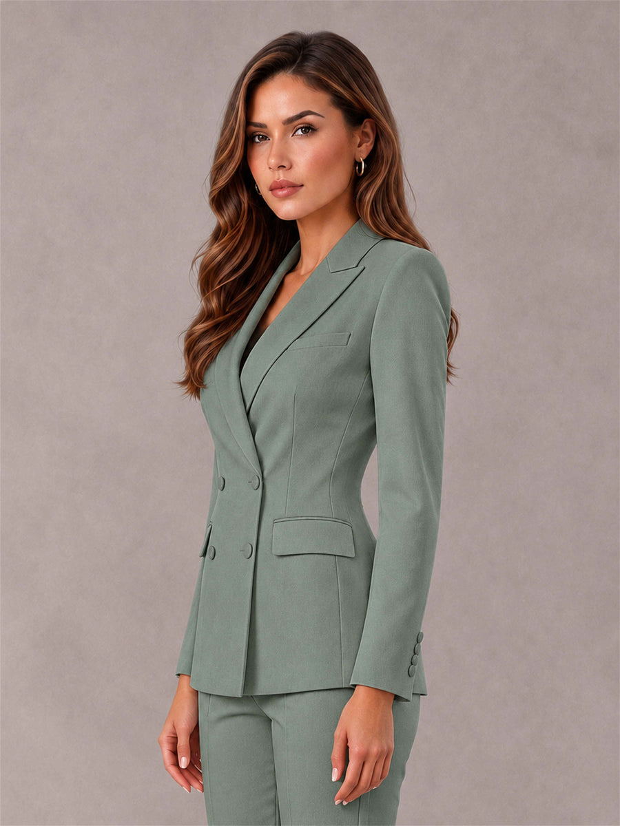 Eucalyptus Notch Lapel Double Breasted Women's Blazer