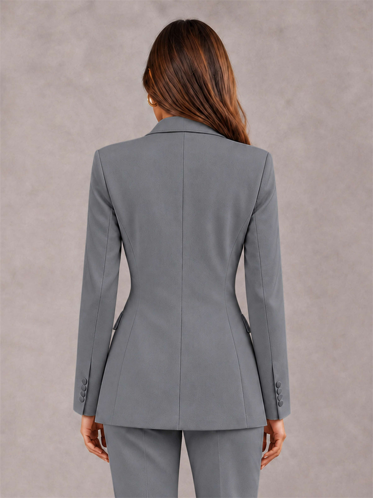 Gray Notch Lapel Double Breasted Women's Blazer
