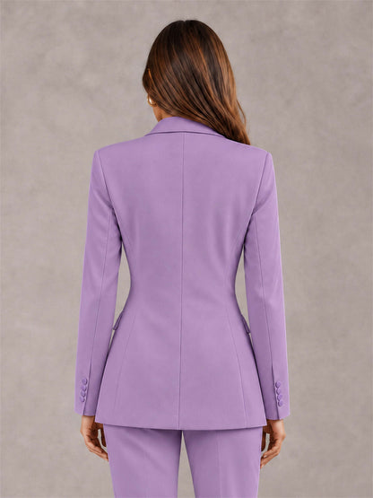 Lilac Notch Lapel Double Breasted Women's Blazer