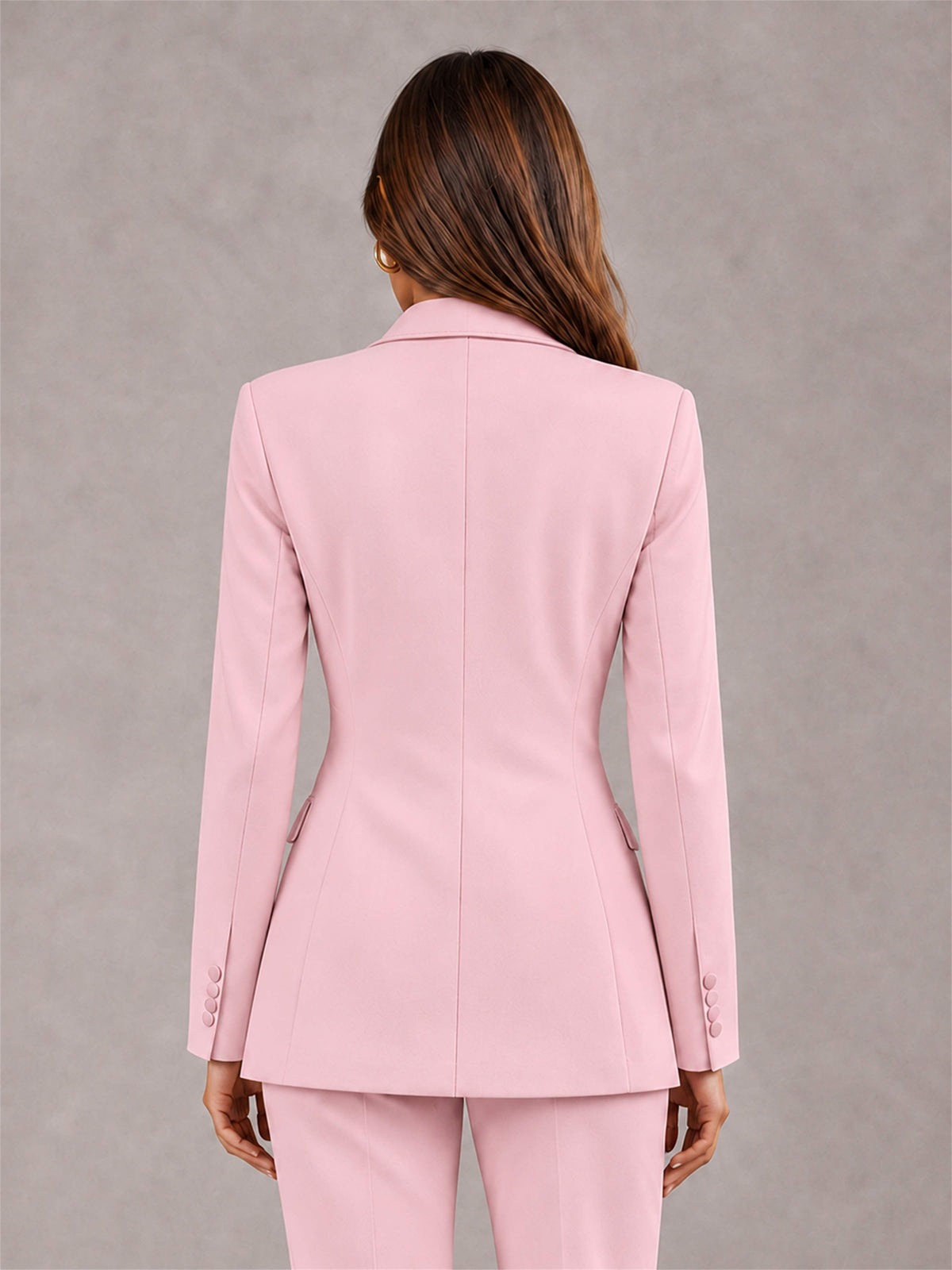 Pink Notch Lapel Double Breasted Women's Blazer