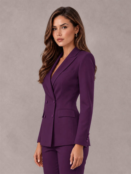 Plum Notch Lapel Double Breasted Women's Blazer