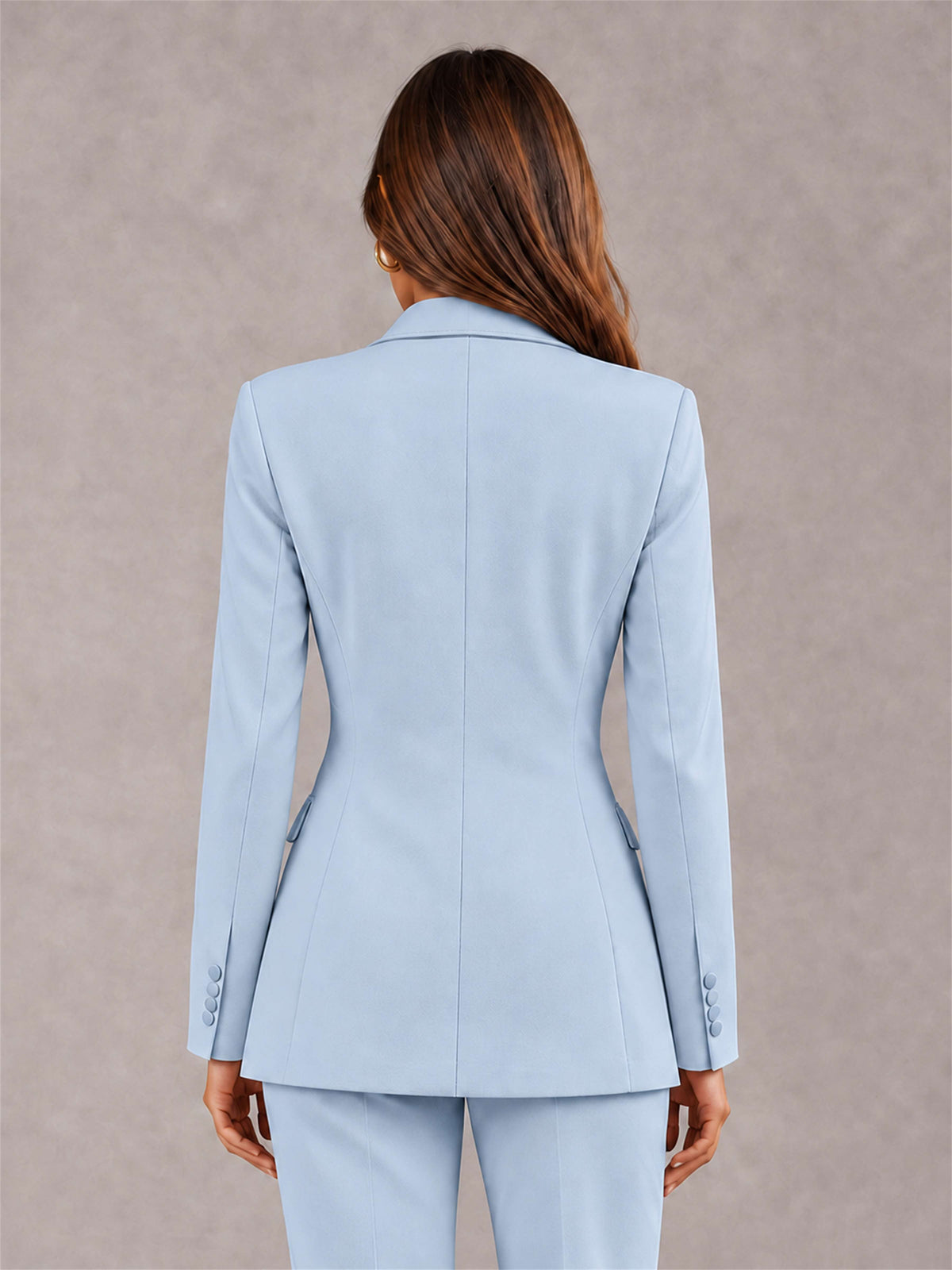 Powder Blue Notch Lapel Double Breasted Women's Blazer
