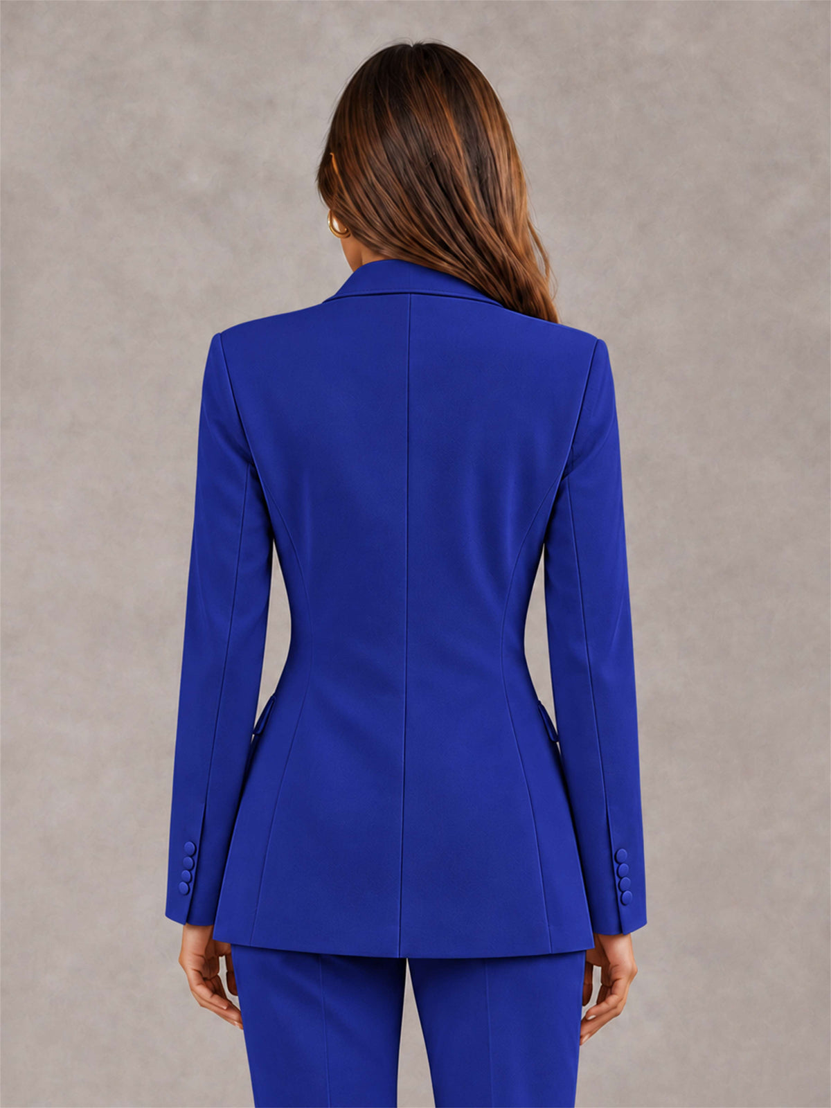 Royal Blue Notch Lapel Double Breasted Women's Blazer