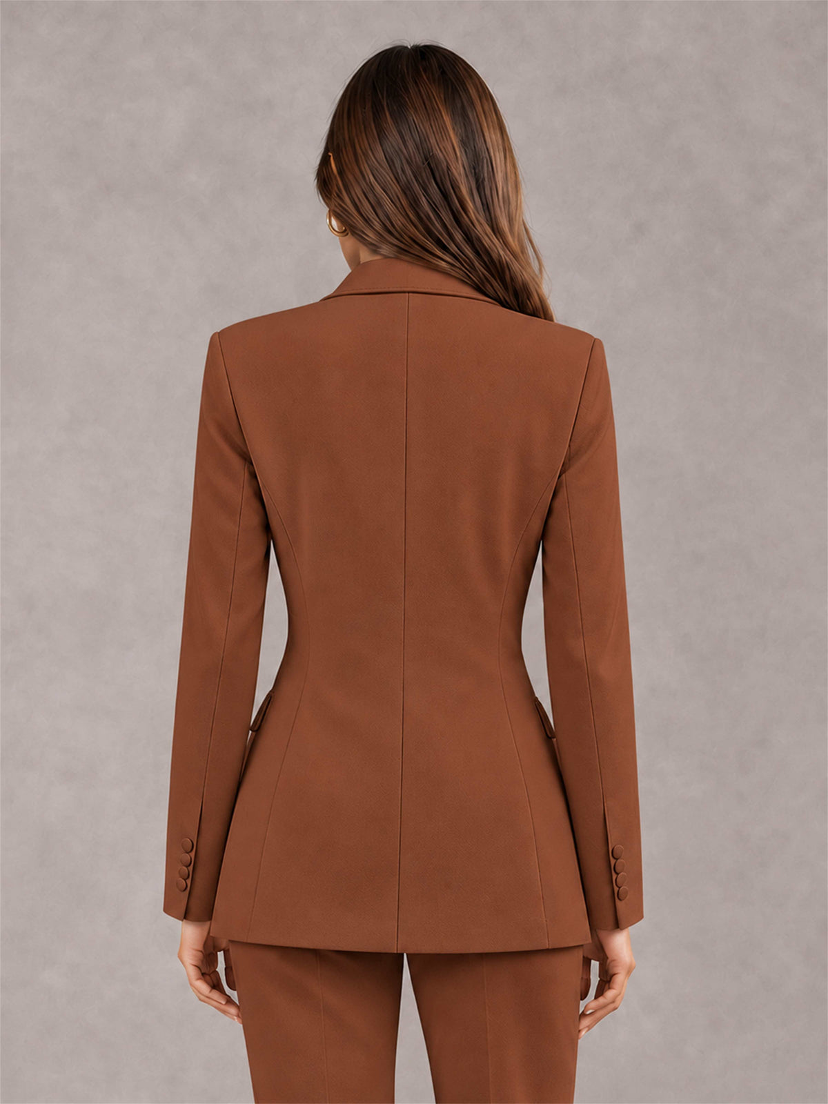 Rust Notch Lapel Double Breasted Women's Blazer