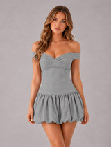 Off-The-Shoulder Sweetheart Drop-Waist Bubble Hem Mini Homecoming Dresses