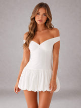 Free Shipping Off-The-Shoulder Sweetheart Drop-Waist Bubble Hem Mini Homecoming Dress