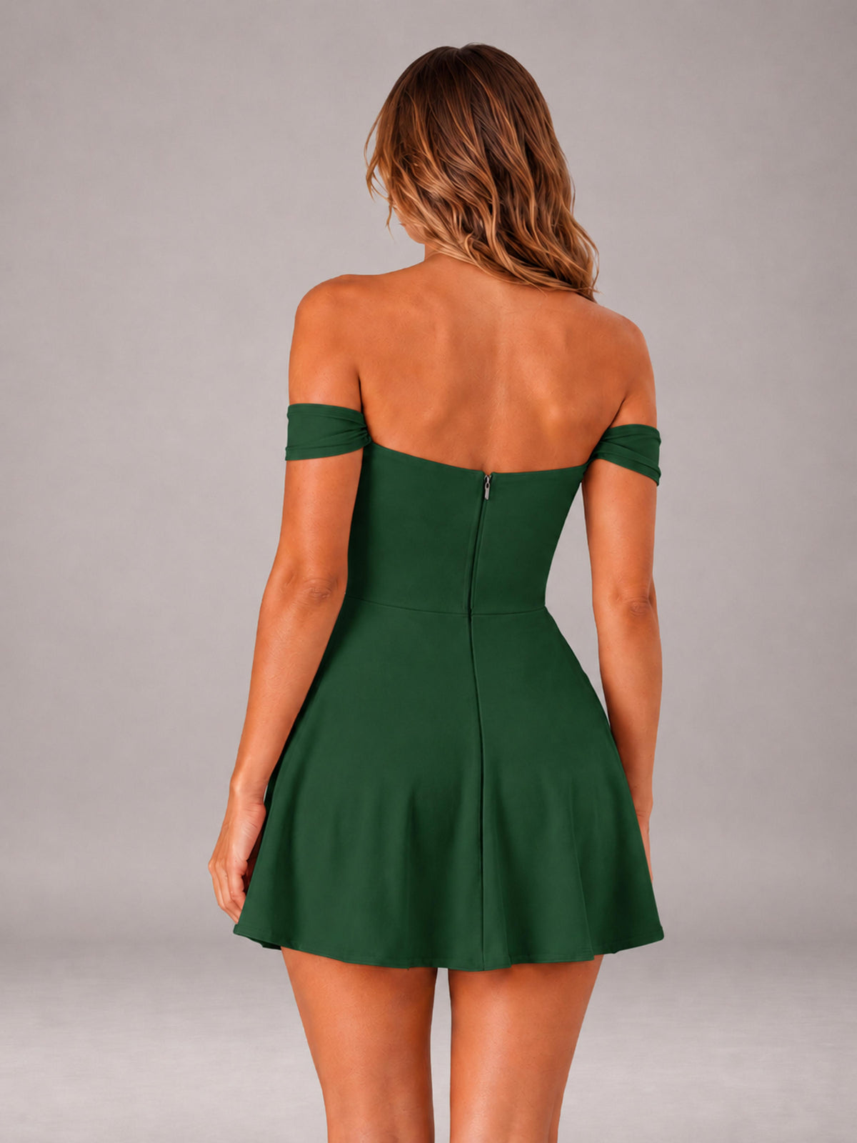 Emerald Green Off-The-Shoulder Sweetheart Ruched A-Line Mini Homecoming Dresses