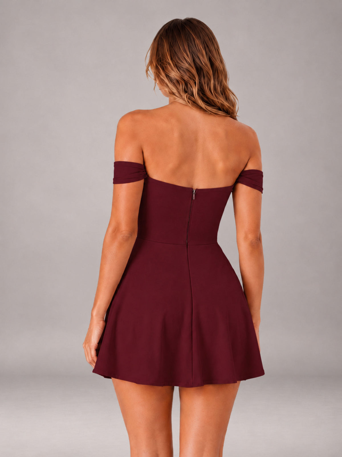 Maroon Off-The-Shoulder Sweetheart Ruched A-Line Mini Homecoming Dresses