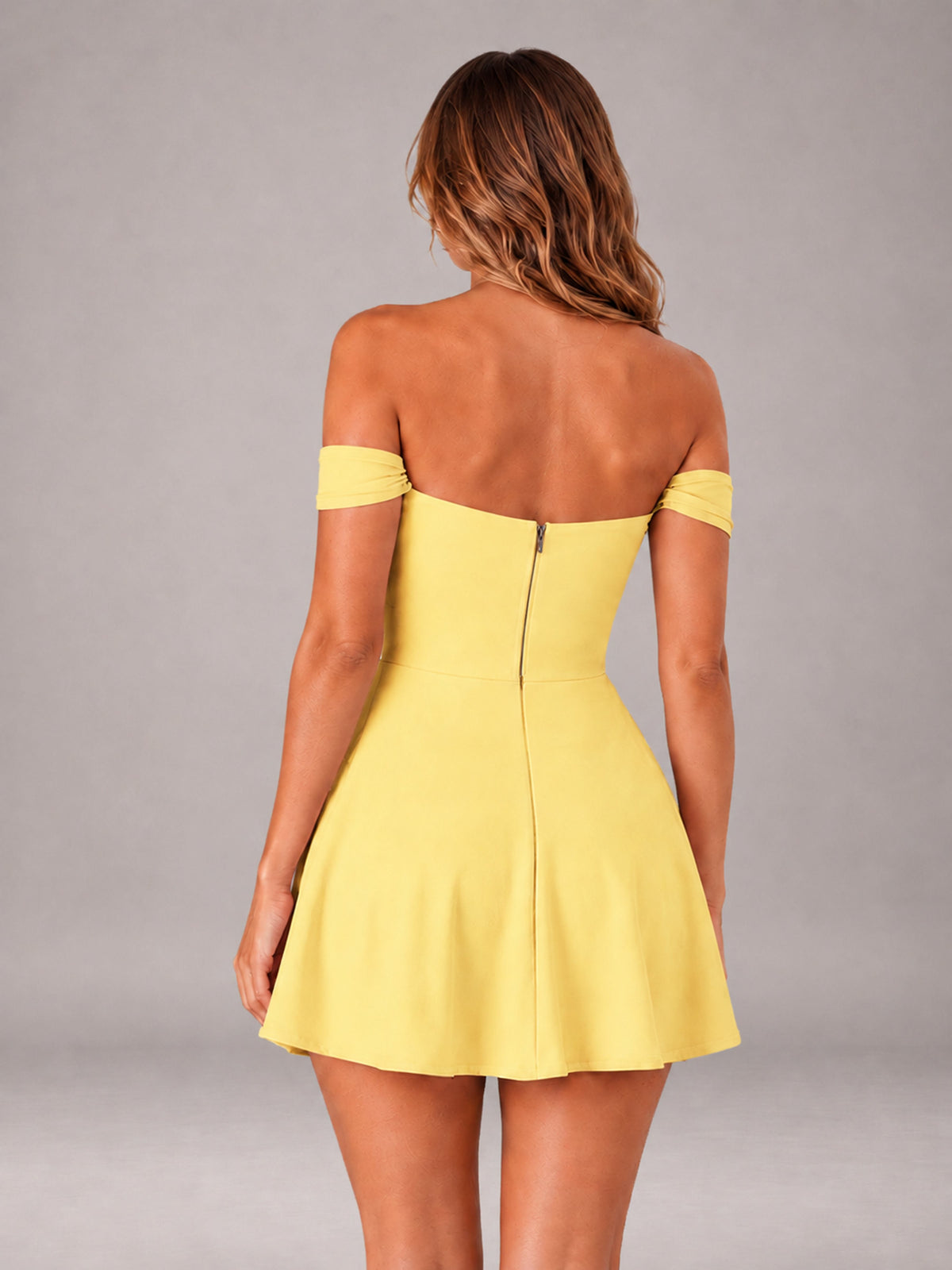 Yellow Off-The-Shoulder Sweetheart Ruched A-Line Mini Homecoming Dresses