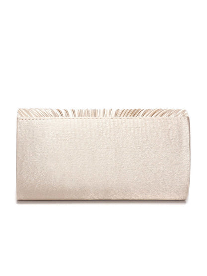 Pleated Envelope Clutch Bag with Crystal Trim for Wedding, Prom & Evening Party