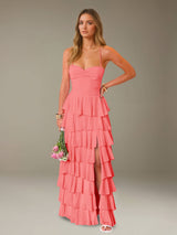 Free Shipping Pleated Prom Dress Spaghetti Straps Sweetheart Neck Floor Length
