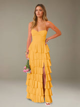 Free Shipping Pleated Prom Dress Spaghetti Straps Sweetheart Neck Floor Length