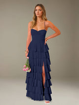 Free Shipping Pleated Prom Dress Spaghetti Straps Sweetheart Neck Floor Length