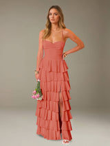 Free Shipping Pleated Prom Dress Spaghetti Straps Sweetheart Neck Floor Length