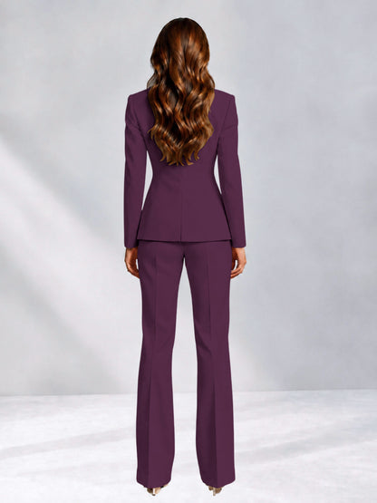 Plum 2 Pieces Slim Fit One Button Women's Suits for Commuting