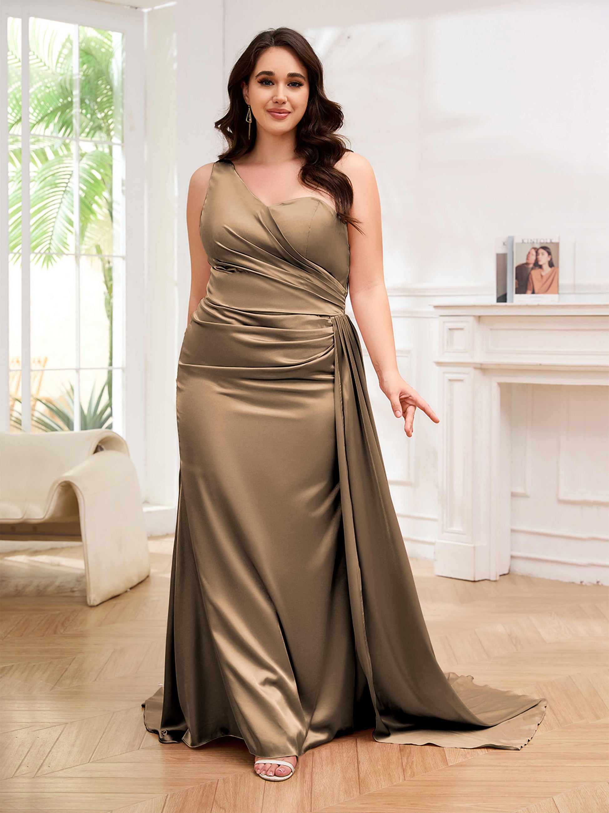 satin mocha bridesmaid dress Brown Bridesmaid Dresses
