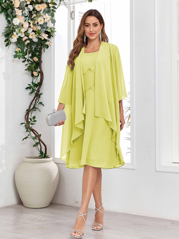 Daffodil Radiant A-Line Two Pieces Chiffon Mother Of The Bride Dresses