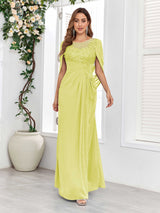 Refined A-Line Ruched Appliques Floor Length Mother Of The Bride Dresses