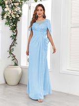 Refined A-Line Ruched Appliques Floor Length Mother Of The Bride Dresses