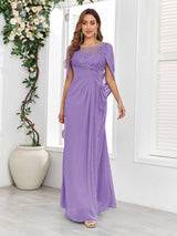 Refined A-Line Ruched Appliques Floor Length Mother Of The Bride Dresses