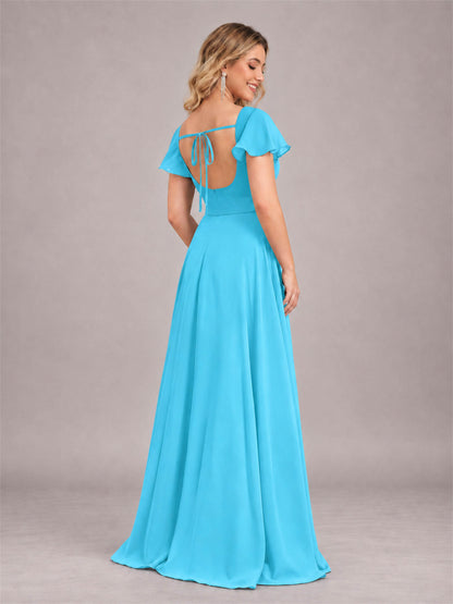Pool Refined High Low Ruffles Chiffon Bridesmaid Dress with Belt