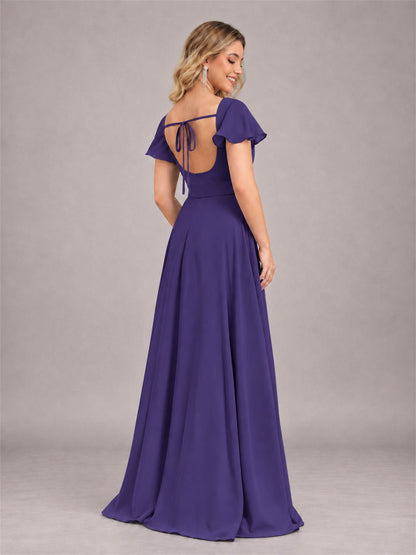 Regency Refined High Low Ruffles Chiffon Bridesmaid Dress with Belt