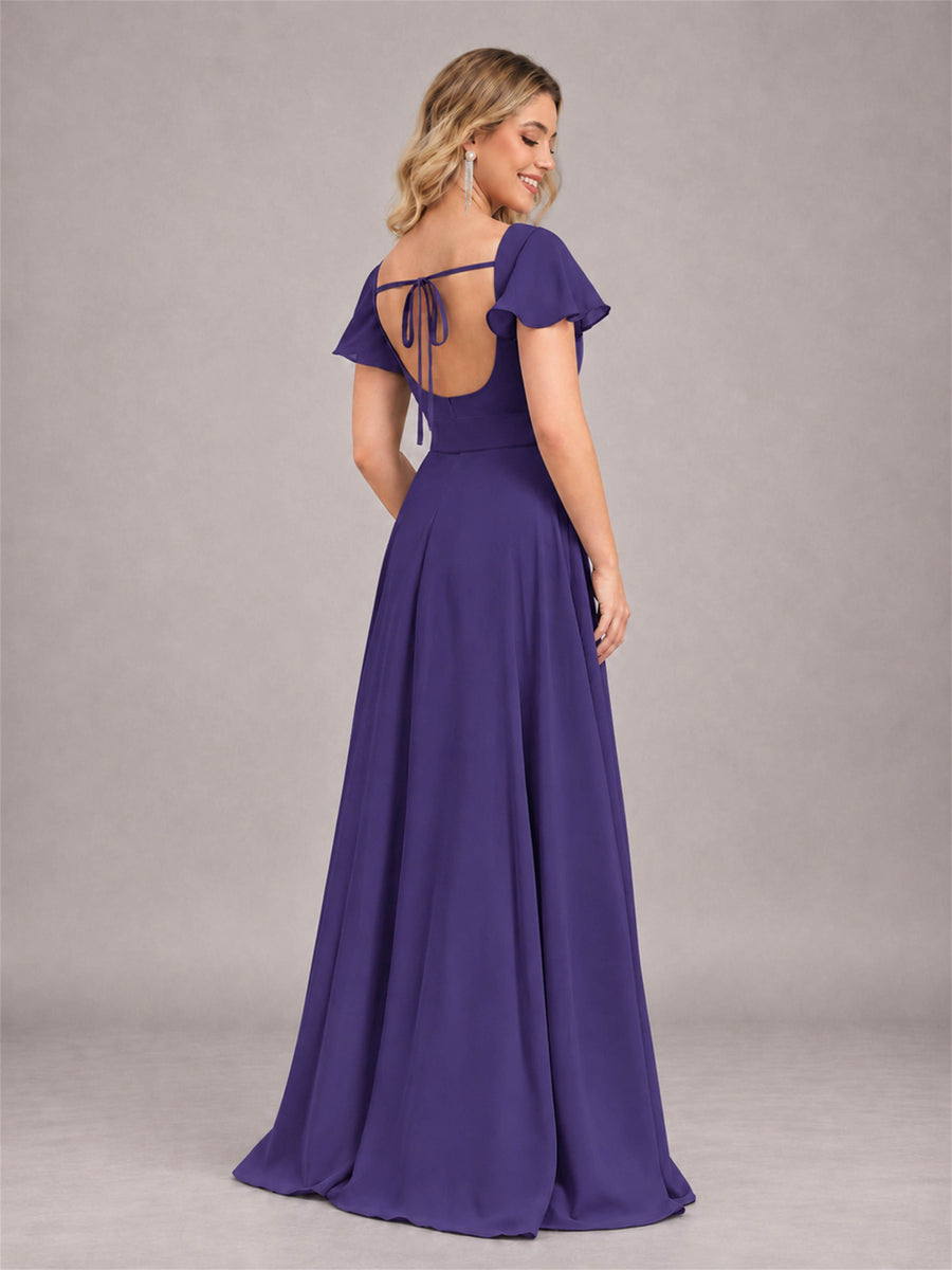 Regency Refined High Low Ruffles Chiffon Bridesmaid Dress with Belt