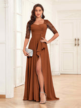 Refined Sweetheart Half Sleeves Chiffon Lace Mother Of The Bride Dresses