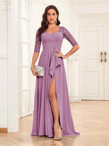 Refined Sweetheart Half Sleeves Chiffon Lace Mother Of The Bride Dresses