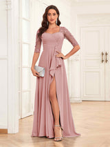 Refined Sweetheart Half Sleeves Chiffon Lace Mother Of The Bride Dresses