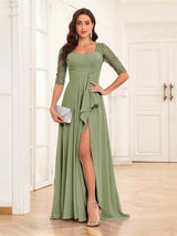 Refined Sweetheart Half Sleeves Chiffon Lace Mother Of The Bride Dresses