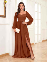 Refined Sweetheart Pleated Long Sleeves Chiffon Mother Of The Bride Dresses
