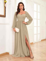 Refined Sweetheart Pleated Long Sleeves Chiffon Mother Of The Bride Dresses