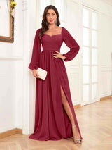 Refined Sweetheart Pleated Long Sleeves Chiffon Mother Of The Bride Dresses