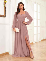 Refined Sweetheart Pleated Long Sleeves Chiffon Mother Of The Bride Dresses