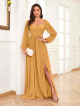 Refined Sweetheart Pleated Long Sleeves Chiffon Mother Of The Bride Dresses