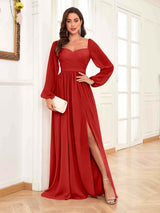 Refined Sweetheart Pleated Long Sleeves Chiffon Mother Of The Bride Dresses
