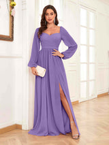 Refined Sweetheart Pleated Long Sleeves Chiffon Mother Of The Bride Dresses