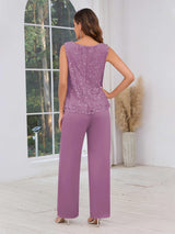 Regal Scoop Neck Three Pieces Sequins Chiffon Mother Of The Bride Dresses