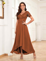 Romantic Ruched Lace Appliques Chiffon Mother Of The Bride Dresses