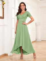 Romantic Ruched Lace Appliques Chiffon Mother Of The Bride Dresses