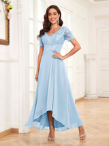 Romantic Ruched Lace Appliques Chiffon Mother Of The Bride Dresses