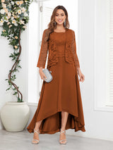 Romantic Two Pieces Appliques Chiffon High-Low Mother Of The Bride Dresses