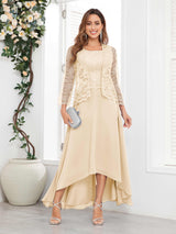 Romantic Two Pieces Appliques Chiffon High-Low Mother Of The Bride Dresses
