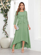 Romantic Two Pieces Appliques Chiffon High-Low Mother Of The Bride Dresses