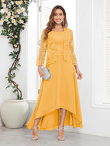 Romantic Two Pieces Appliques Chiffon High-Low Mother Of The Bride Dresses