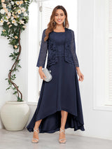Romantic Two Pieces Appliques Chiffon High-Low Mother Of The Bride Dresses