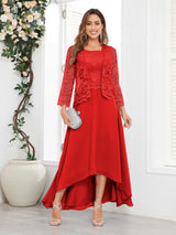 Romantic Two Pieces Appliques Chiffon High-Low Mother Of The Bride Dresses