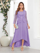 Romantic Two Pieces Appliques Chiffon High-Low Mother Of The Bride Dresses